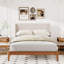 Queen Size Solid Dry Bamboo Wood 12 Inch Platform Bed, With 48" Upholstered High Headboard, Easy Assembly