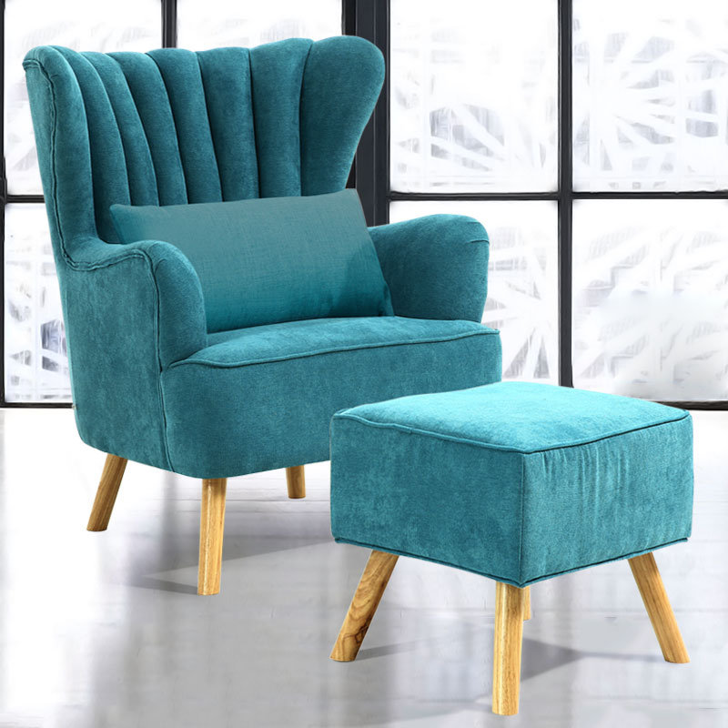 Sofa with cushion footstool, Blue