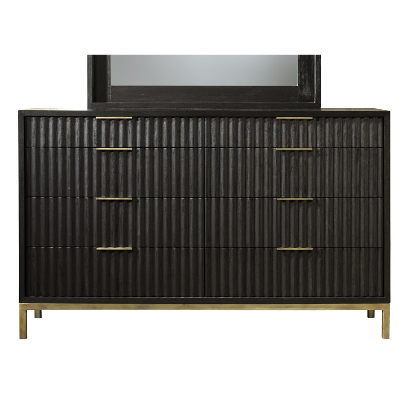 Elyza 62" W 8-Drawer Double Dresser, Black