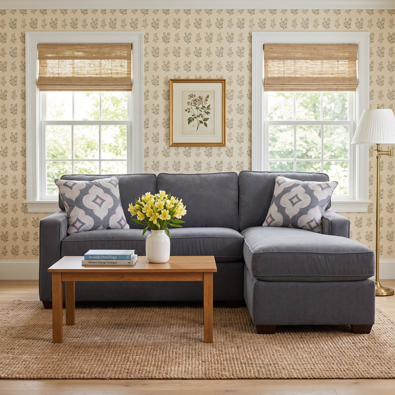 Gramercy Park Chaise Sectional, Basic Gray; 0317-83, Right Hand Facing, Honey