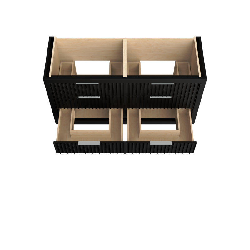 Lecrieú Double Drawer Bath Vanity, Noir, Polished Chrome, 60"
