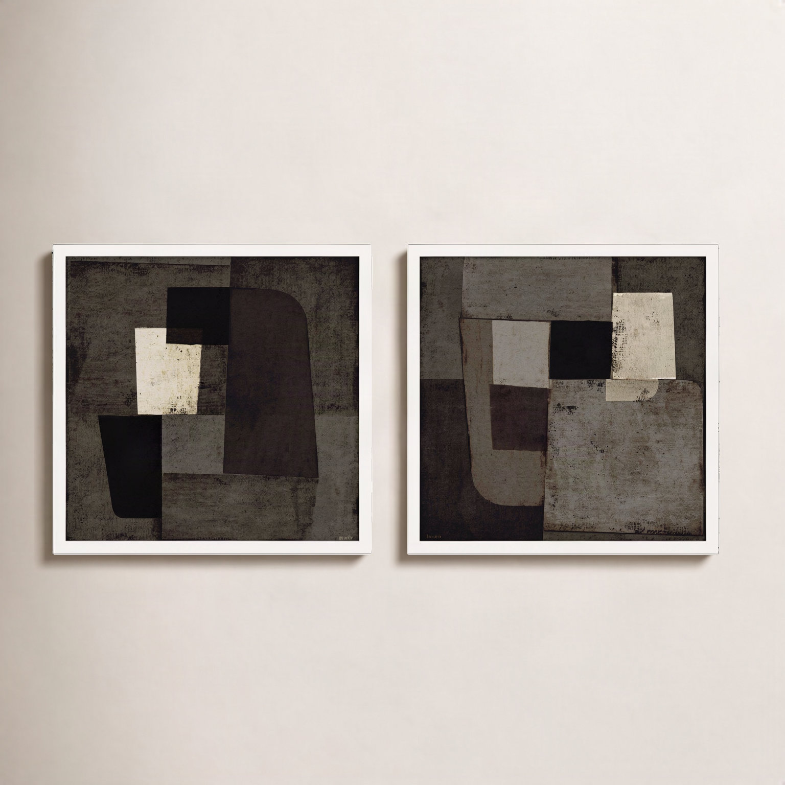 Night Shift 1 & 2, Set of 2 by Marco Marella for Studio M - Framed Wall Art, 36" H x 36" W, Paper, Maple