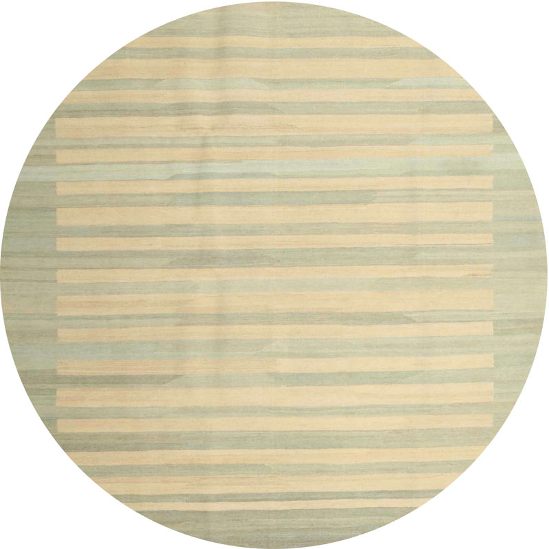 Tapis en vert clair/gris clair contemporain, Rond 7 pi