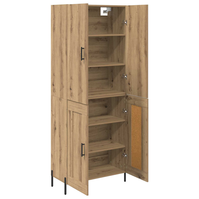  Highboard Black Oak 69.5 X 34 X 180 Cm Engineered Wood, Artisan Oak