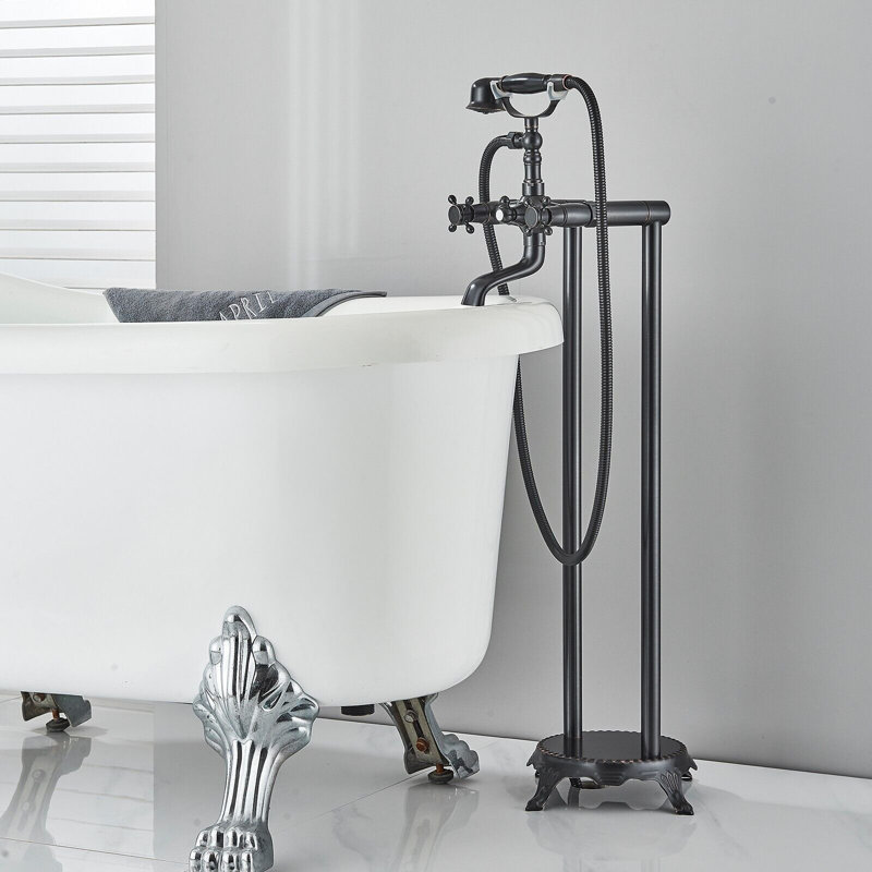 Bec de baignoire à fixation au sol à poignée double