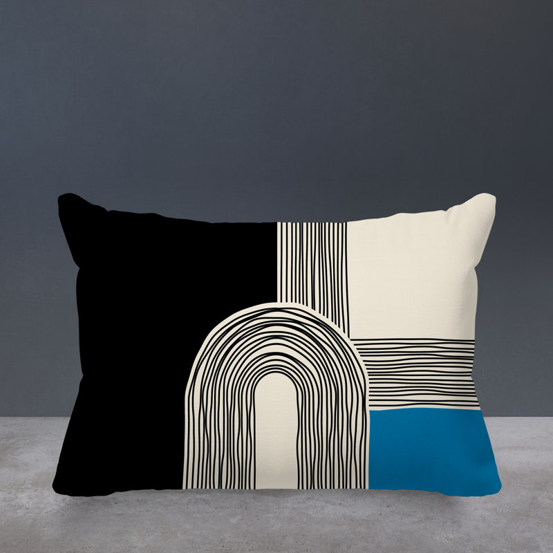 Housse et insert de coussin rectangulaire intérieur / extérieur Cassie, Turquoise, H 18 po x l 25 po