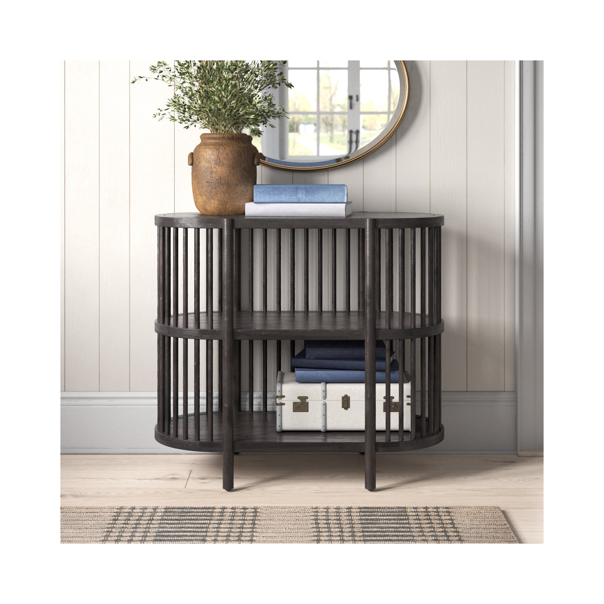 36'' Solid Wood Console Table, Black Wash