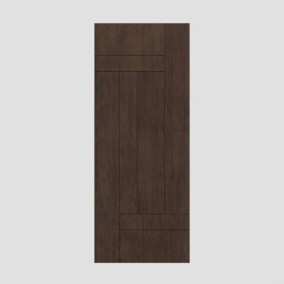 Porte à panneau encastré 96 po Arqon Slab Only Acajou - Contemporain, moderne, brut