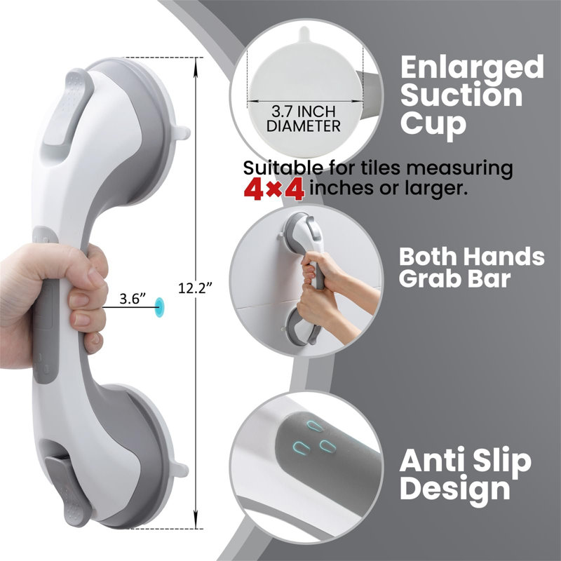 Horstman Grab Rails For Bathroom, 2 Pack Shower Handles Suction, MAX 109 KG Safety Shower Grab Bars, Strong Hand Rails For Elderly, Senior, Disabled, No Drilling Handrail Disability Aids