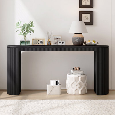Console incurvée à rayures verticales unique convenant au salon, au bureau et à l'entrée