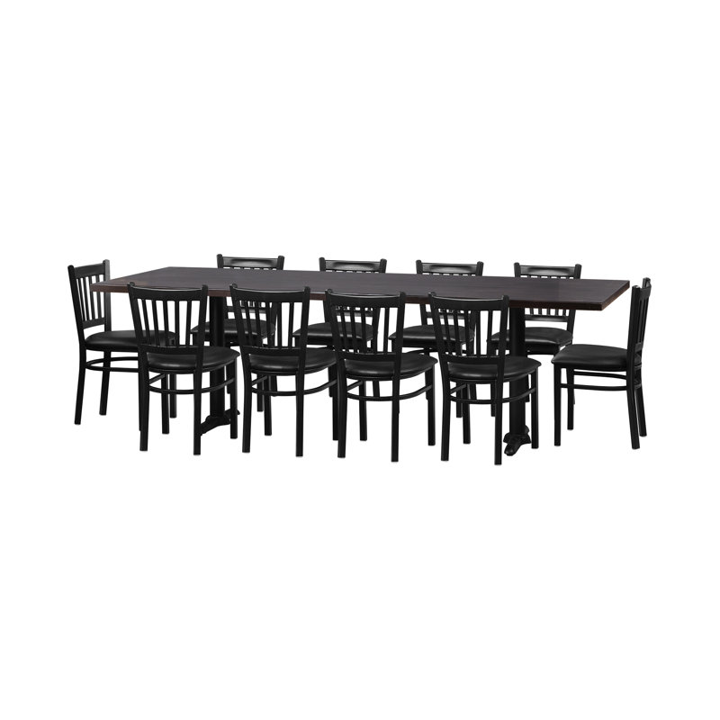 Grace 11-Piece Solid Wood Dining Set, Onyx