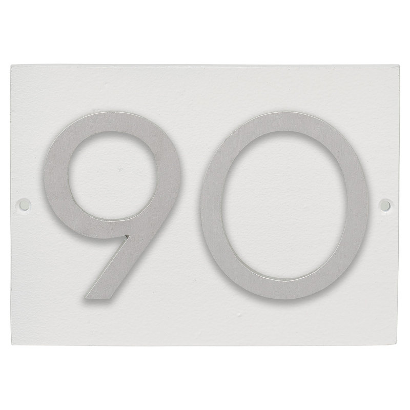 Plaque d’adresse murale sur 1 ligne flottante, Blanc, Aluminium brossé, Oui