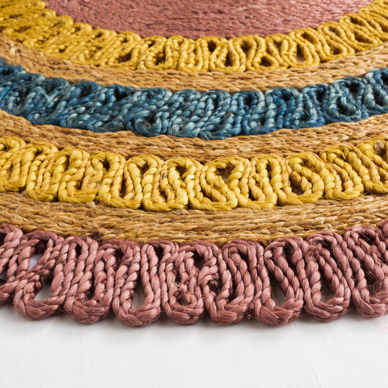 Jacques Natural Fiber Hand Woven Jute Geometric Rug, Round 5'