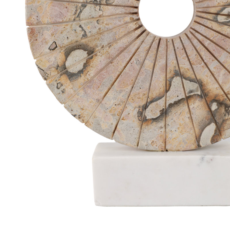 Latitude Run® 12" Pompano Marble And Stone Disk Statuary, Beige