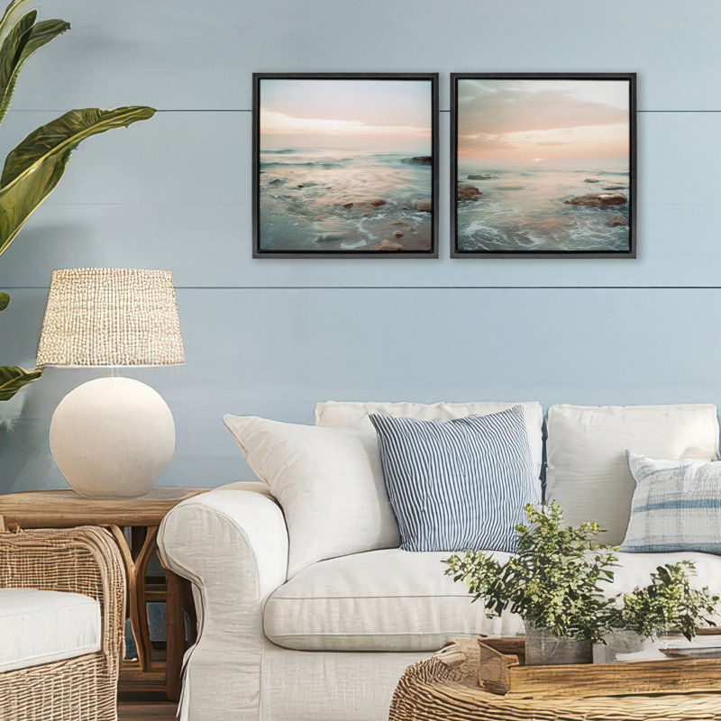 Ensemble de cadres flottants 2 pièces Coastal Sea Melody, design par Lazar Studio, H 18 po x l 18 po