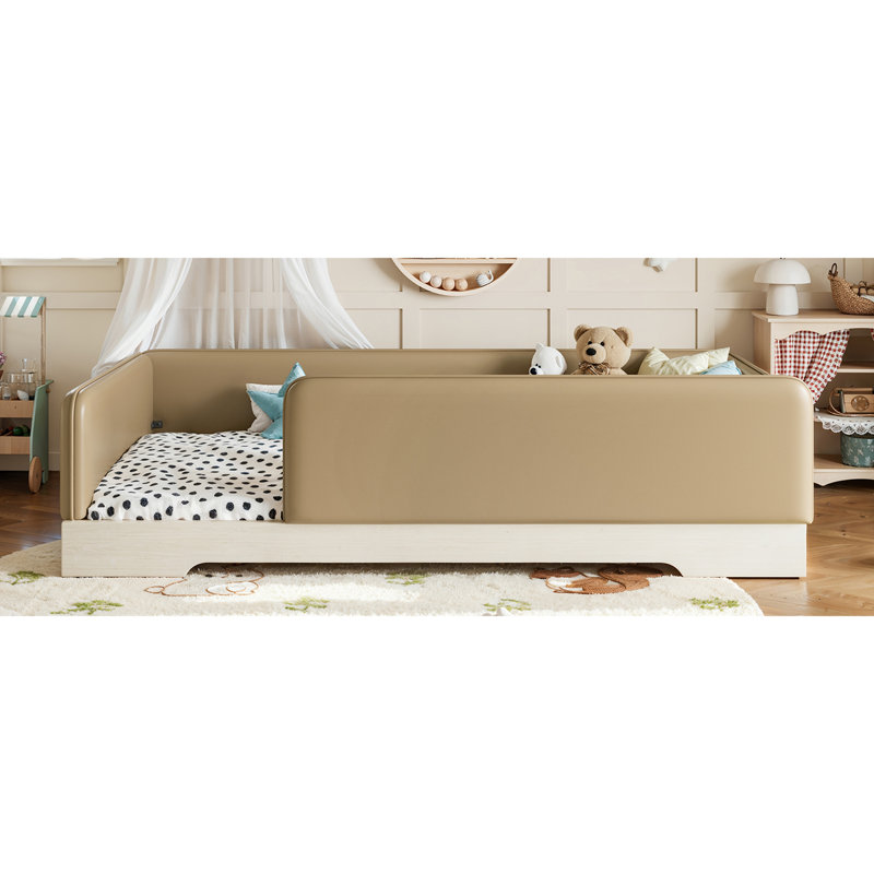 Lit simple tapissier brun pour enfant Montessori, Twin, Brown