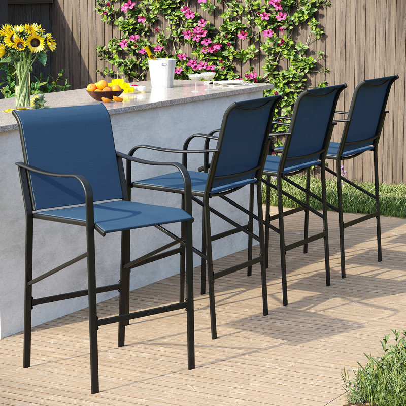 Chaises de patio en polyester avec accoudoirs, Bleu