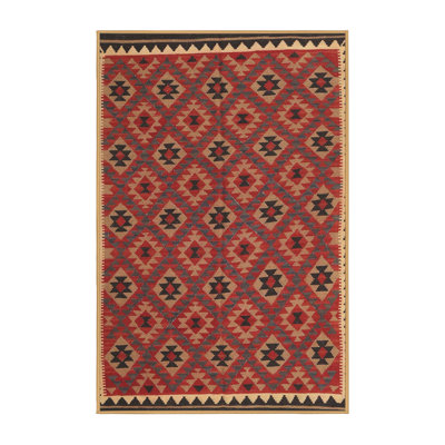 Tapis contemporain rouge / noir / brun