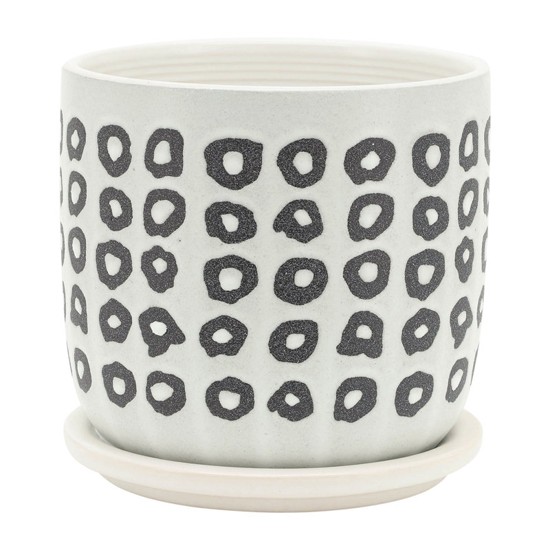 Jardinière aztèque 5/6 po avec soucoupe, noir