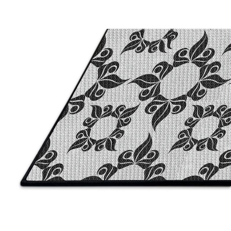 Tapis blanc/noir tissé à la machine, Rectangle 3 pi x 5 pi