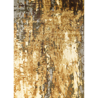 Tapis multicolore mesurant 7 pi 10 po X 3 po, aspect abstrait dans des nuances terreuses de mousse et de châtaignier chaud, matériau en polypropylène, 34,7 lb, pour embellir votre décor avec de la mousse de châtaignier, de la matière,