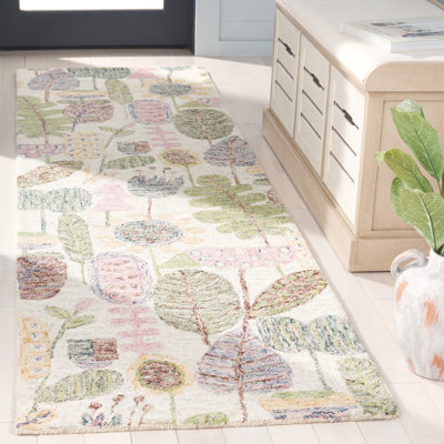 Jardin Hand Tufted Wool Cotton Floral Rug in Blue/Pink
