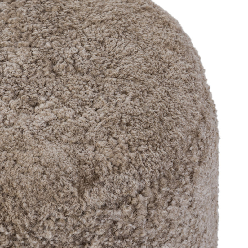 BILBURY Round Ottoman, Taupe Shearling