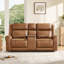 Canapé inclinable électrique 2 places en cuir véritable avec repose-tête et console-119399917