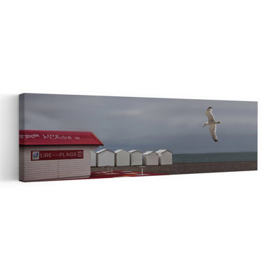 Coastal Seagull Flight 1 Piece Wrapped Canvas Panoramic Wall Art
