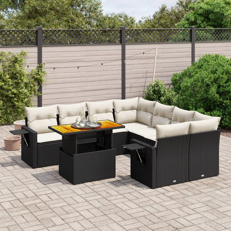  Garden Sofa Set Black And Cream White