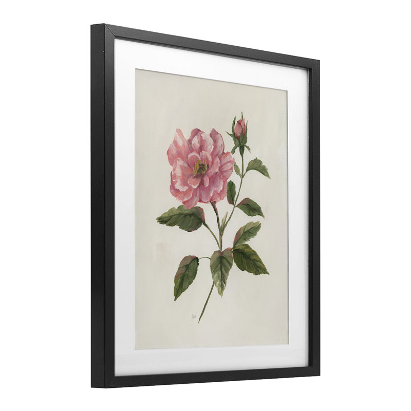 «Rosie Rose Flower Blossom», reproduction d'art sous verre, design par Nan, Cadre noir minuit, H 16 po x l 13 po