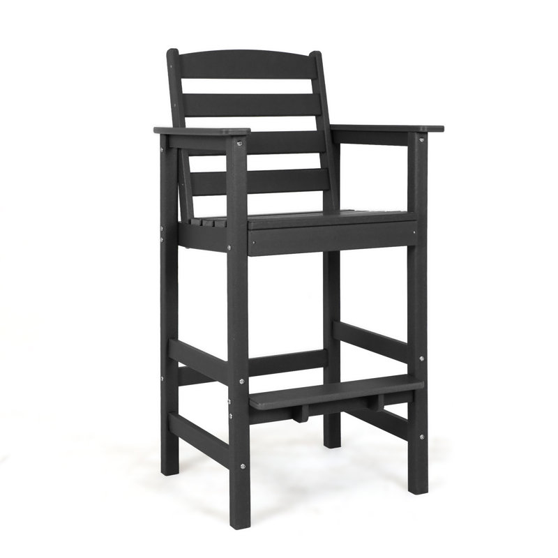 Outdoor Adirondack Bar Arm Chair, Black