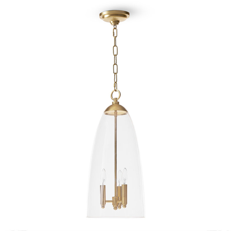 Maiden Glass Pendant, Natural Brass