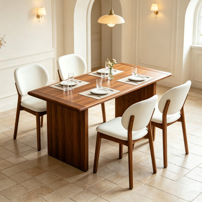 Ensemble de salle à manger Hearth 5 pièces en bois massif avec table et chaises rembourrées pour 4 personnes