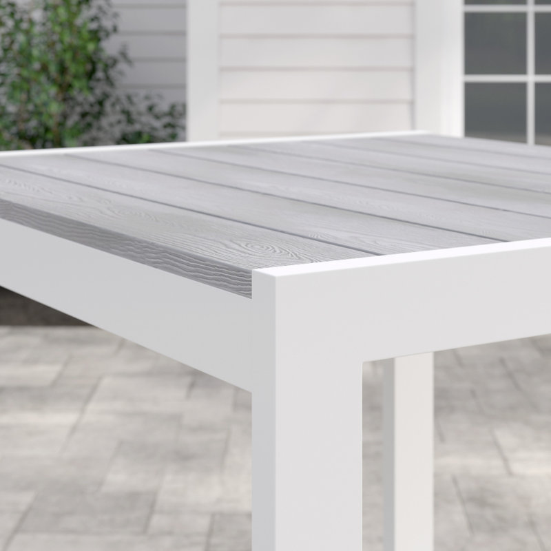 Maine White and Light Gray Aluminum Outdoor Bar Table