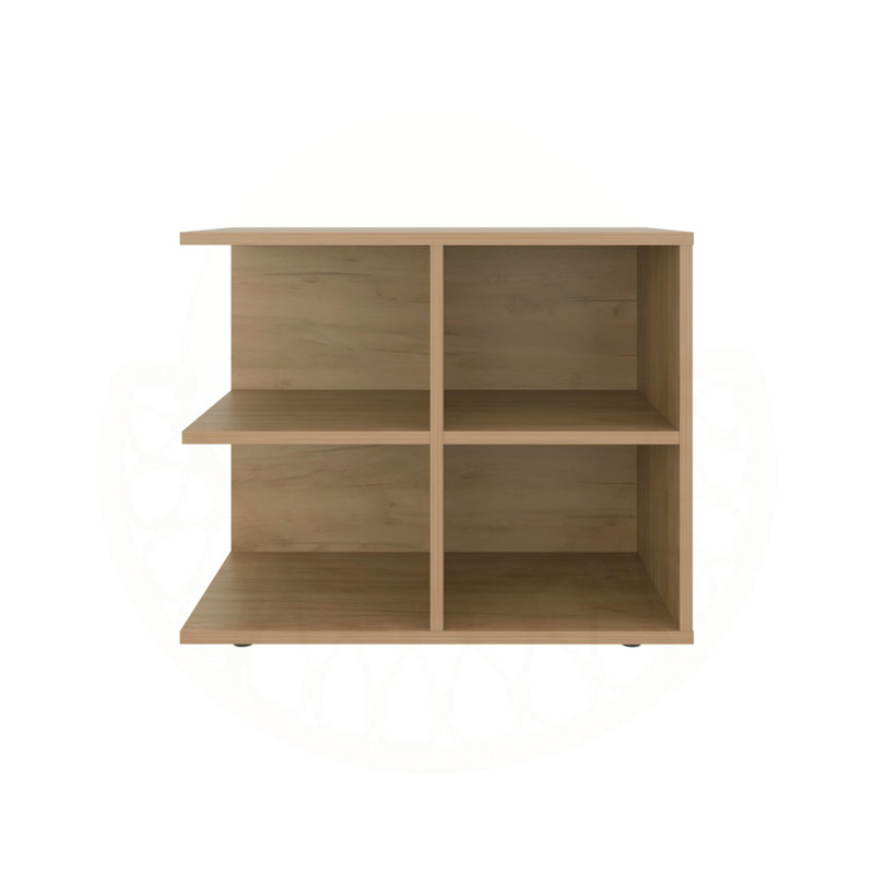 Natural Oak Side Table with Open Storage and 4 Shelves, Perfect for Organizing and Displaying Essentials