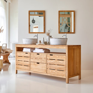 165cm Double Bathroom Vanity Base Only in Natural