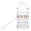 Lit superposé simple au-dessus d'un lit simple avec glissade - Bois massif, blanc, peu encombrant, maisonnette