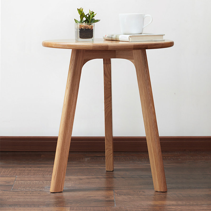 Table de bout ronde 100% chêne massif naturel