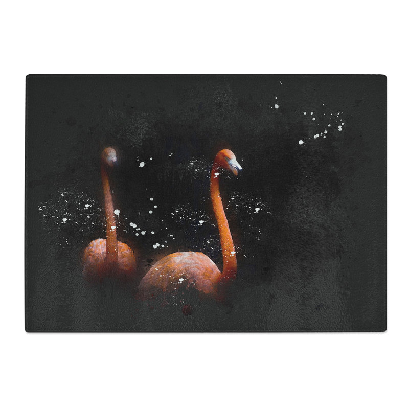 Tempered Glass Pink Flamingos Chopping Board, 28.5 cm x 39 cm