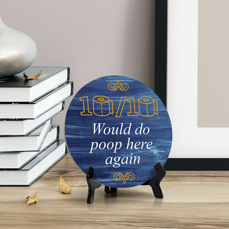 Signe de la table «Will Do Poop Here Again», Bleu