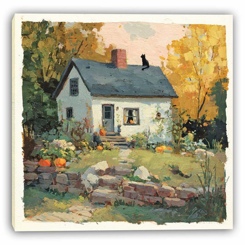 «Cottage Garden» avec citrouilles, art mural sur toile