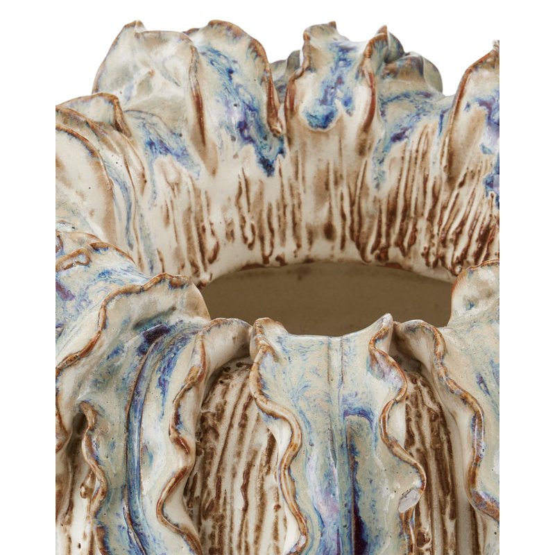 Tropical Crown Handmade Ceramic / Porcelain Table Vase, 8" H x 8.75" W x 8.75" D