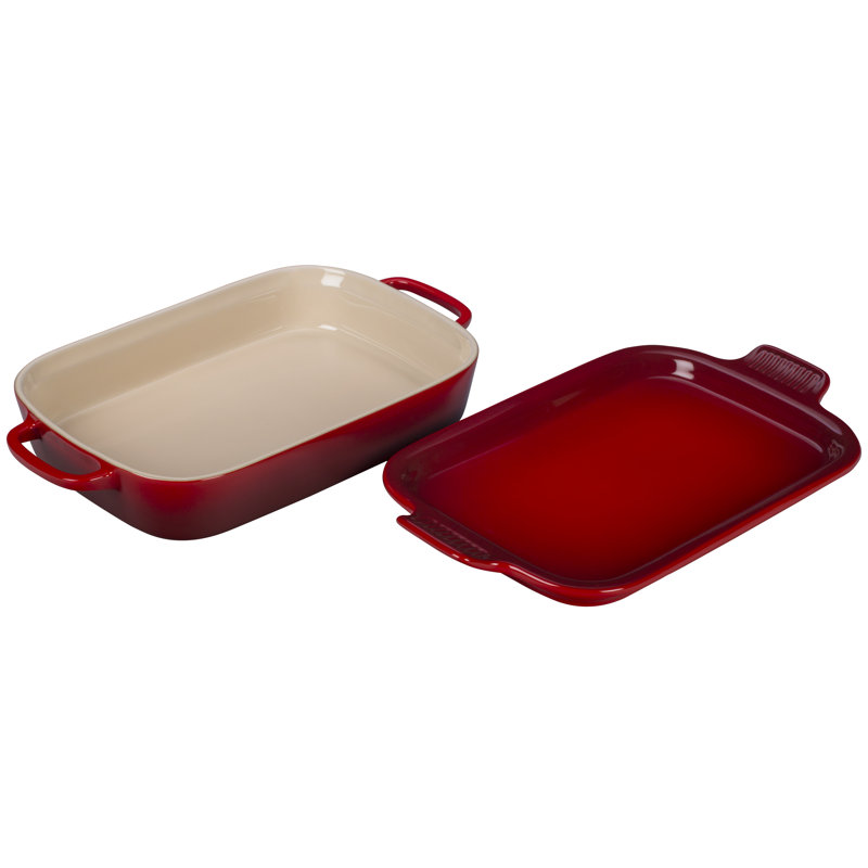 Le Creuset Stoneware Rectangular Dish With Platter Lid, 2.75Qt., Cerise