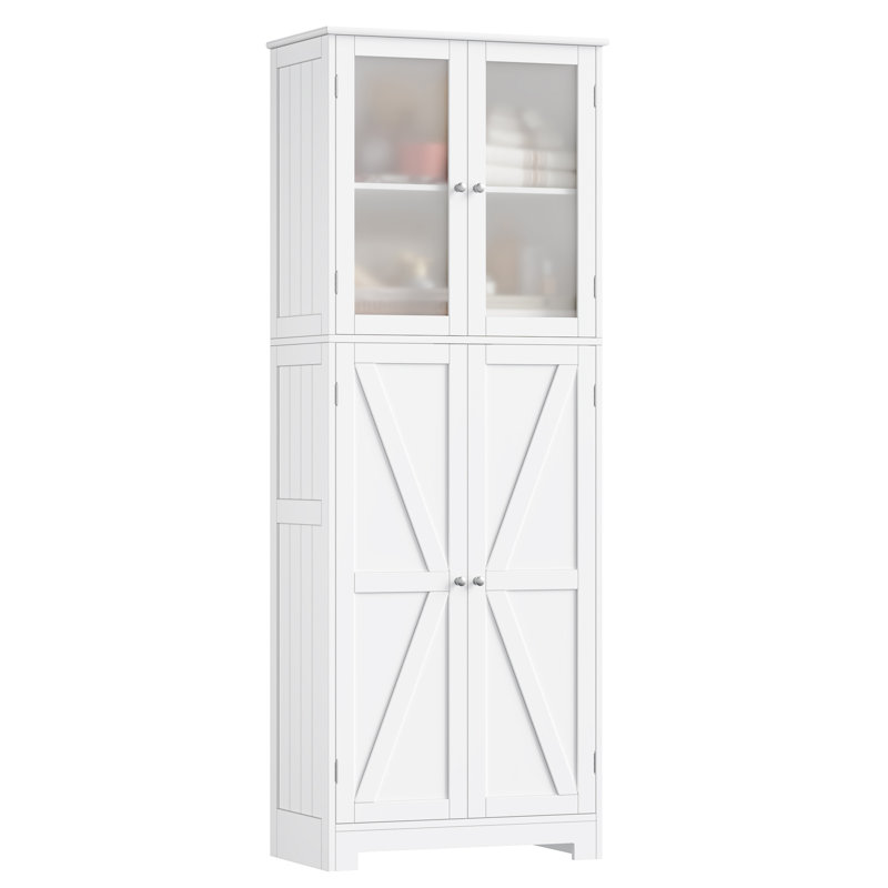 Armoire de rangement 4 portes Ashea, Blanc