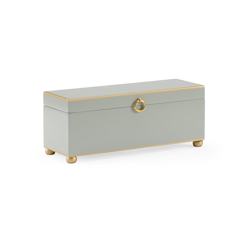 Wooden Decorative Box, Gray/Gold