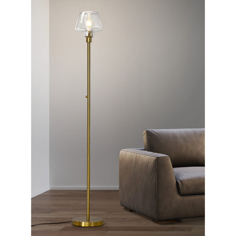 Ericdaniel 71'' Torchiere Floor Lamp, Brushed Brass, Clear