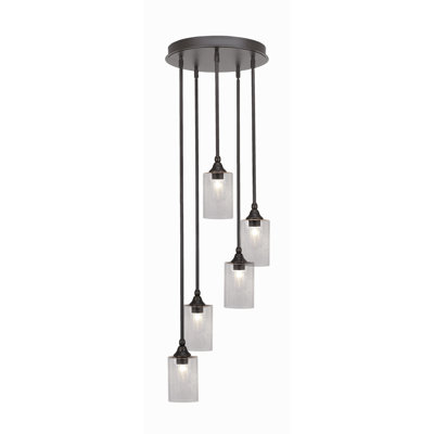 Luminaire suspendu suspendu en grappe 5 lumières Empire avec verre de 4 po Empire