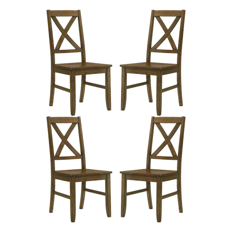 Oaklyn Rustic Solid Wood Dining Chair Set, 4, Oak