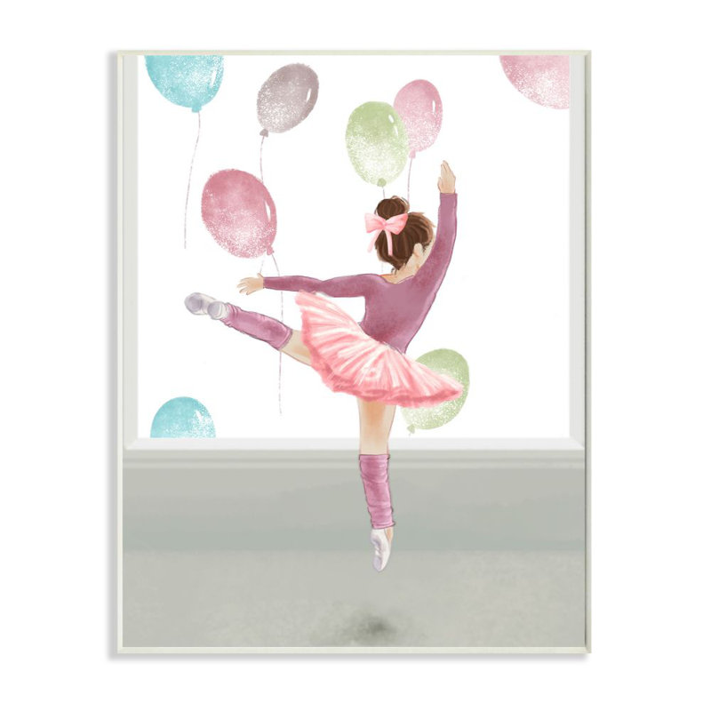 Petite ballerine sauteuse, ballons roses de Daphne Polselli - impression d'art graphique, H 15 po x l 10 po, Plaque murale